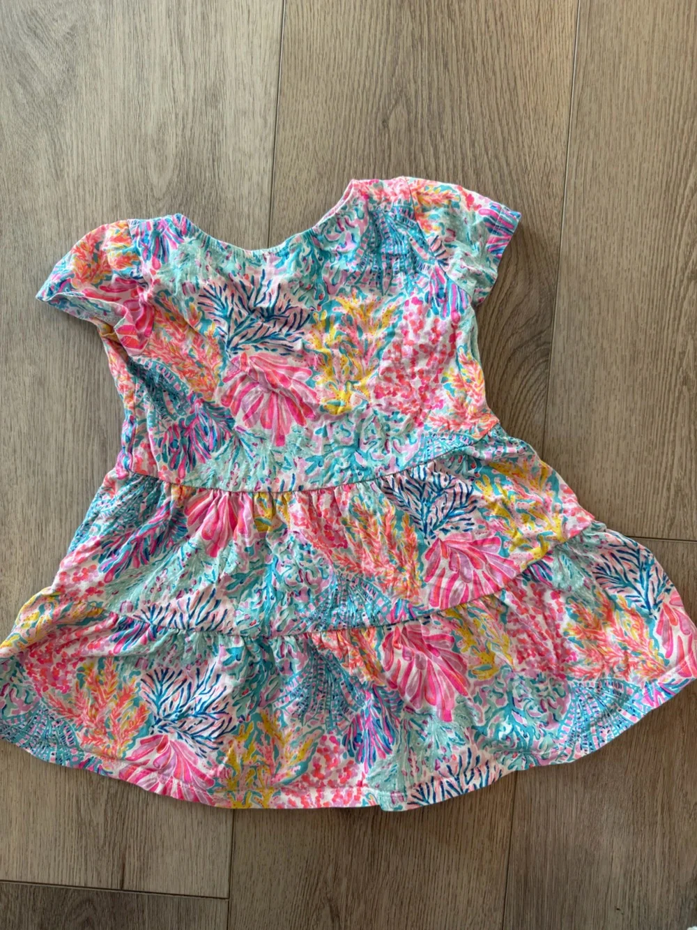 Lilly Pulitzer Multicolor Coral Reef Tiered Dress - Pink, Aqua & Yellow